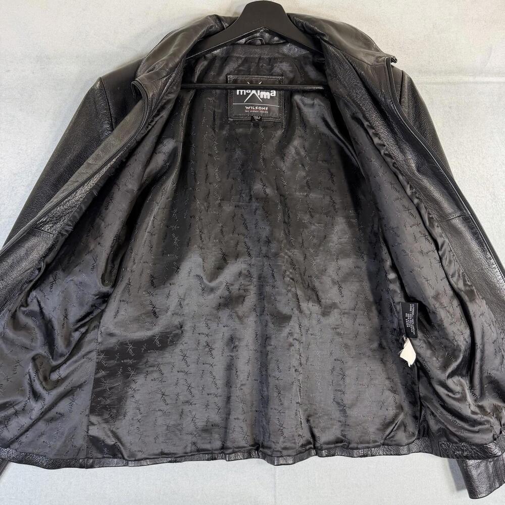 Maxima Wilson’s Leather Jacket Womens Large Black Moto Full Zip Vintage Y2K - Picture 5 of 8